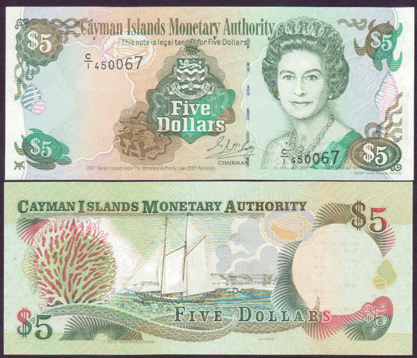 2001 Cayman Islands $5 (Unc) L001364